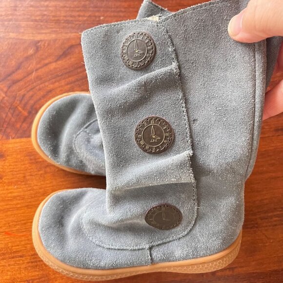Livie & Luca Grey Suede Childrens Boots With‎ Rubber Soles Size 7 - Picture 3 of 7